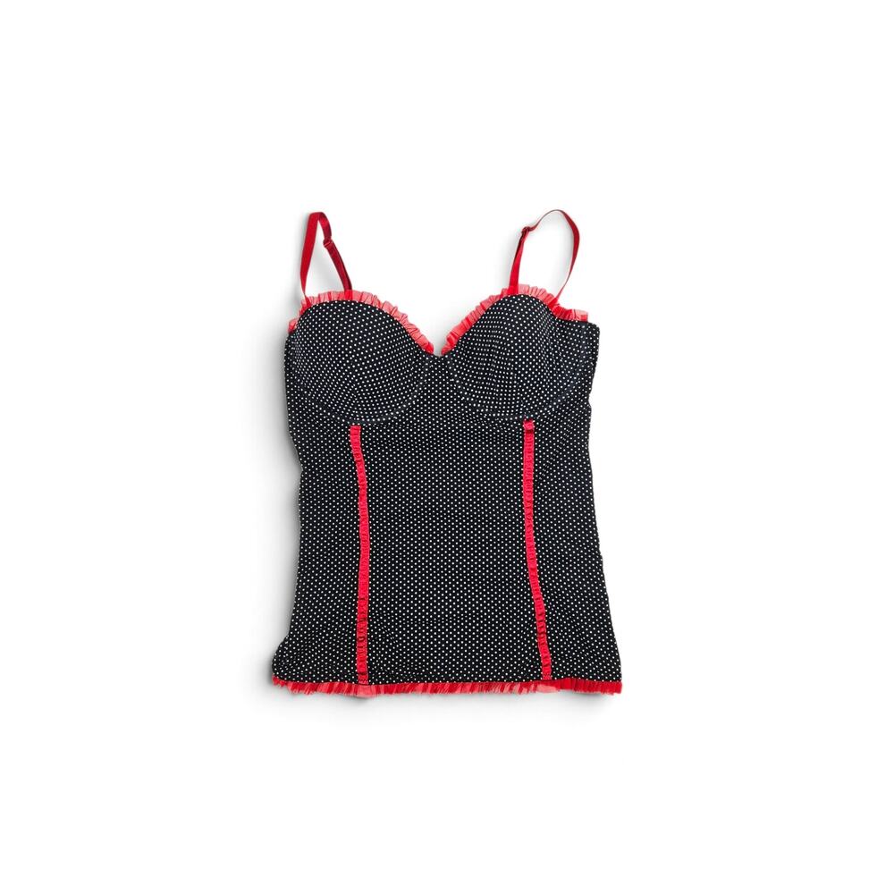 Euro Cami Bustier Top Black & Red Polka Dot - Small